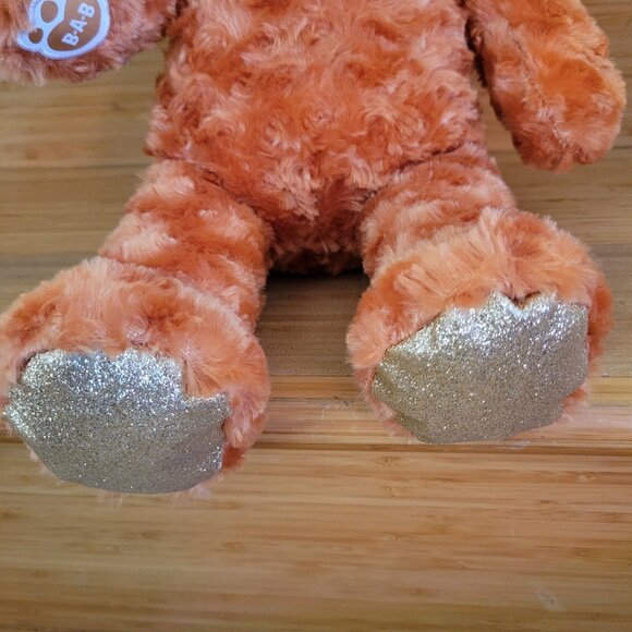 Build A Bear Pumpkin Spice Bear Plush Orange Curly Glitter NWT. Super soft. - Picture 2 of 9